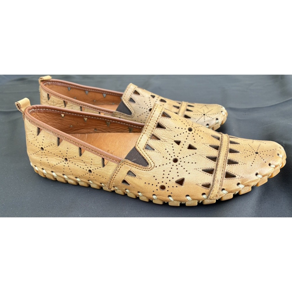Spring Step Loafer Women's Fusaro Leather Slip-On Tan Casual Shoe Sz 39 8.5 Boho